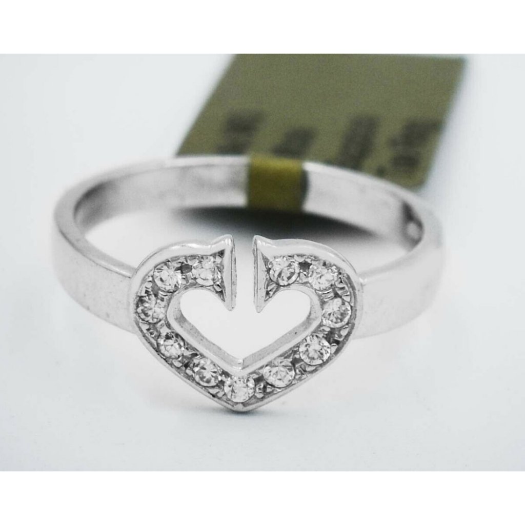 Created White Sapphire Heart Toe Ring Solid 14k White Gold